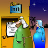 Cartoon: Closed for Xmas (small) by toons tagged christmas xmas bethleham religion jesus god mary and joseph three wise men inn hotel accomodation rooms donkey stars birth babies imaculate conception