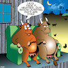 Cartoon: Cow jumped over the moon (small) by toons tagged fairy,tales,cow,jumps,over,the,moon,bovine,cows,ageing