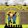 Cartoon: exit (small) by toons tagged funerals,cemetary,coffin,corpse,exit,sign
