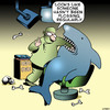 Cartoon: Flossing (small) by toons tagged dentist,flossing,dental,hygiene,sharks,fish,surgery