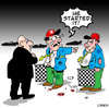 Cartoon: he started it (small) by toons tagged car,racing,chequered,flag,drag,motor,f1,ferrari,v8,fighting,brawl,disagreements
