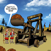 Cartoon: Press send (small) by toons tagged catapult,medieval,send,files,press,castles,siege