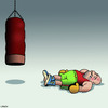 Cartoon: The Knockout (small) by toons tagged boxing,punching,bag,gym,boxer,concussion,knocked,out