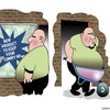 Cartoon: Tummy holder (small) by toons tagged obesity,weight,loss,girdle,stomach,guts,sales,wheelbarrow