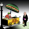 Cartoon: Veggie burgers (small) by toons tagged vegetarians vegans hot dogs food stand