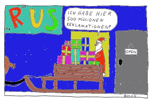 Cartoon: 500 Millionen Reklamationen (medium) by Müller tagged weihnachtsmann,reklamation,toysrus,santa,santaclaus,complain