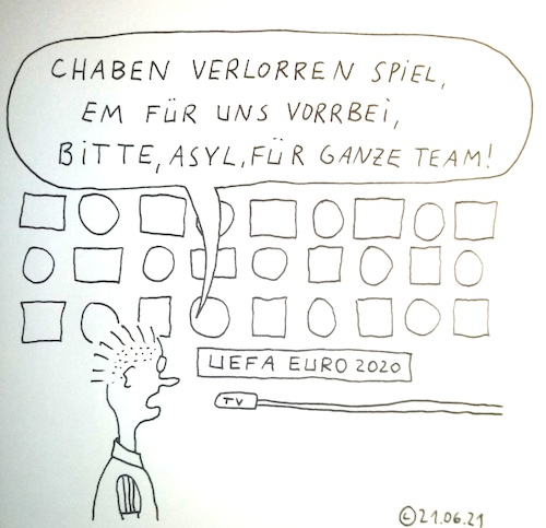 Cartoon: Asyl für ganze Team (medium) by Müller tagged asyl,fussball