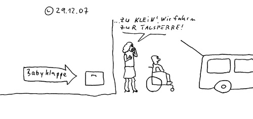 Cartoon: Babyklappe (medium) by Müller tagged babyklappe,senioren,talsperre