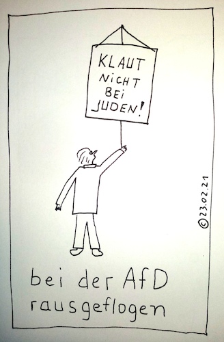Cartoon: bei der AfD rausgeflogen (medium) by Müller tagged afd,klauen,juden