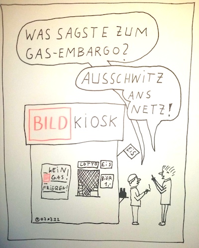 Cartoon: Bild Kiosk (medium) by Müller tagged bild,kiosk,gas,bier