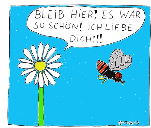 Cartoon: Bleib hier (medium) by Müller tagged blume,biene,flower,bee,liebe,love