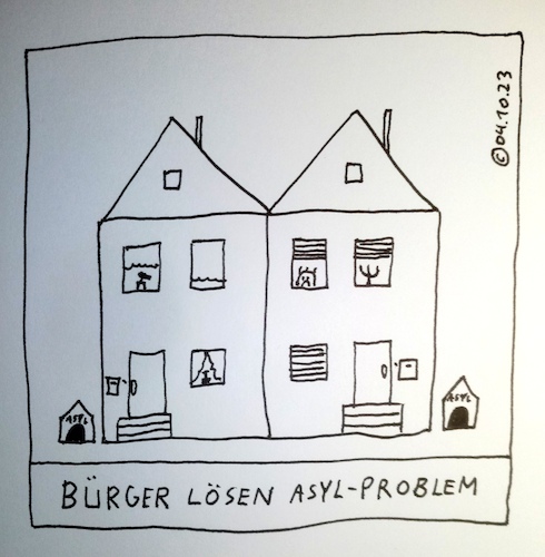 Cartoon: Bürger lösen Asyl-Problem (medium) by Müller tagged asyl,bürger,chappi
