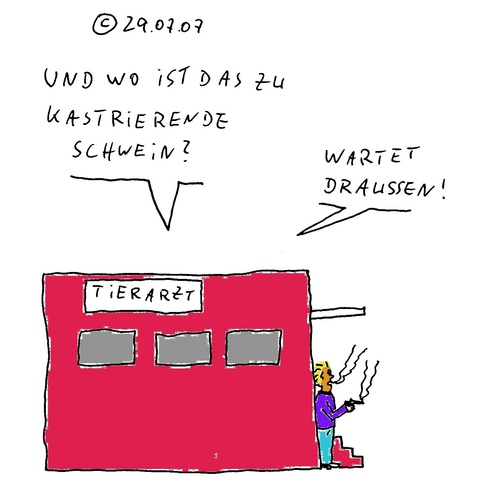 Cartoon: Das Schwein (medium) by Müller tagged tierarzt,veterinär,schwein,kastrieren