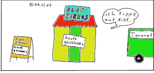 Cartoon: Flohzirkus (medium) by Müller tagged flohzirkus,aids,tierarzt
