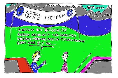 Cartoon: GTI-Treffen (medium) by Müller tagged 180,tacho,gti