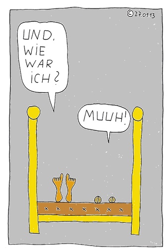 Cartoon: Im Bett 18 (medium) by Müller tagged cow,kuh,bed,bett,imbett