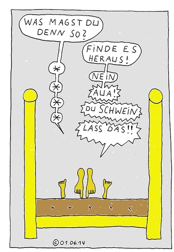 Cartoon: Im Bett 37 (medium) by Müller tagged imbett,inbed,herausfinden,versuch,tryout