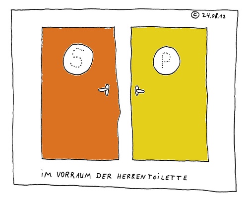 Cartoon: Im Vorraum der Herrentoilette (medium) by Müller tagged wc,toilette,klo