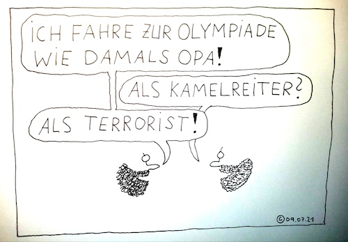 Cartoon: Kamelreiter (medium) by Müller tagged olympia,kamelreiter,terrorist