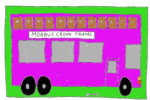 Cartoon: Morbus Crohn Travel (medium) by Müller tagged morbus,crohn,bus,travel