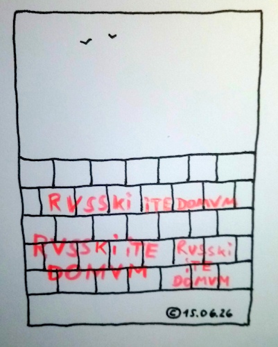 Cartoon: RVSSKI ITE DOMVM (medium) by Müller tagged rvsski,russe,brian