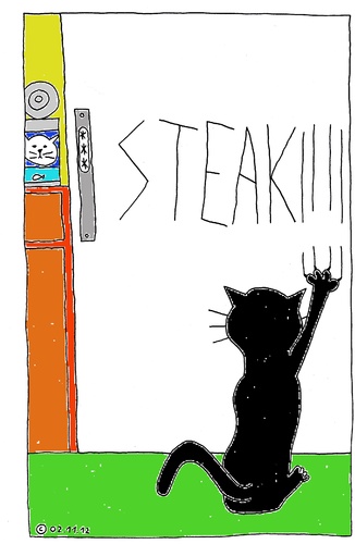 Cartoon: Steak ! (medium) by Müller tagged steak,katze,cat