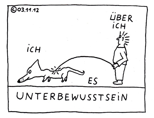 Cartoon: Unterbewußtsein (medium) by Müller tagged unterbewußtsein,ich,überich,es,freud,siegmund,subconscious,ego,superego,id