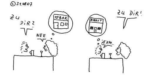 Cartoon: Zu Dir? (medium) by Müller tagged dating,onenightstand