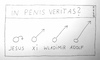 Cartoon: In Penis Veritas? (small) by Müller tagged penis,jesus,xi,wladimir,adolf,veritas