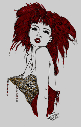 Cartoon: BURLESQUE (medium) by Toonstalk tagged redhead,costume,sexy,sensual,entertainer,dancer,burlesque