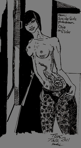 Cartoon: CHIE   KILLER TUNES (medium) by Toonstalk tagged tats,art,chie,nude,suicde,girls,dark,sensual,models