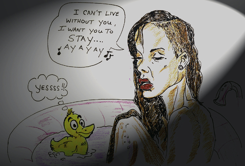 Cartoon: RIHANNA  STAY (medium) by Toonstalk tagged rihanna,stay,music,video,bathtub,ducky,wet,sexy,singer,entertainer