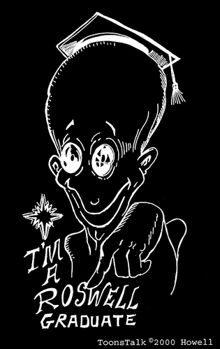 Cartoon: The Graduate (medium) by Toonstalk tagged inverted,black,white,alien,grad,roswell