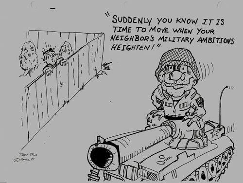 Cartoon: TIME TO MOVE (medium) by Toonstalk tagged military,tanks,neighbors,sargeant,slaughter