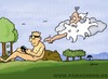 Cartoon: Erschaffung revisited (small) by tiefenbewohner tagged erschaffung,adam,michelangelo,schöpfung,gott,medien,tablet,paradies