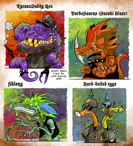 Cartoon: Venom bikers (medium) by Garvals tagged dinosaur,biker