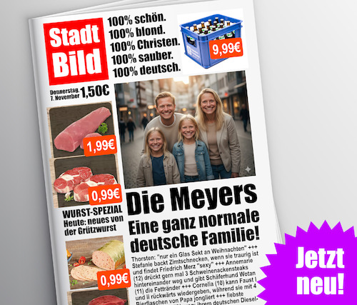 Cartoon: Stadtbild - die Zeitung! (medium) by prinzparadox tagged merz,stadtbild,cdu,afd,migration,ausländer,xenophobie,ausländerfeindlichkeit,rassismus,parallelgeselschaft