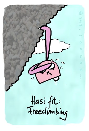 Cartoon: Hasi 103 (medium) by schwoe tagged hasi,hase,freeclimbing,fit,fitness,bergsteigen