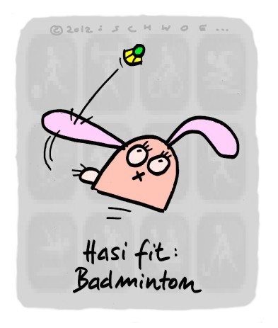 Cartoon: Hasi 34 (medium) by schwoe tagged hasi,hase,ohr,schläger,badminton,sport,fit,fitness