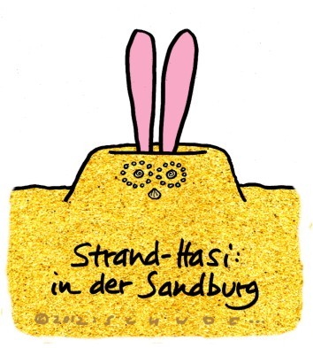 Cartoon: Hasi 42 (medium) by schwoe tagged hasi,hase,ohren,sandburg,strand,meer,sand,muscheln