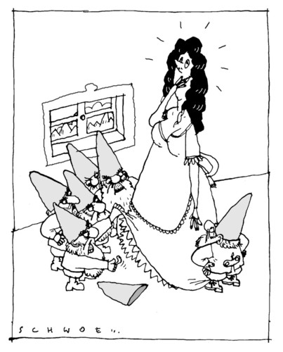 Cartoon: Schneeflittchen (medium) by schwoe tagged märchen,fairytales,schneewittchen,snowwhite,gririmm,zwerge