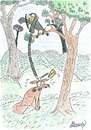 Cartoon: the fox and the crow (small) by bilgehananil tagged fox,bird,crow,cheese