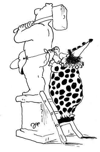 Cartoon: carnevale (medium) by bekesijoe tagged cartoon,,clown,zensur,statue,arbeiter,hammer,maske,festival,karneval,verkleidung,komik,witz,blödelei