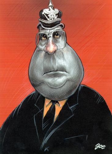 Cartoon: Helmuth Kohl (medium) by bekesijoe tagged caricature,,helmut kohl,bundeskanzler,deutschland,preusse,spitzhaube,helm,cdu,altkanzler,bismarck