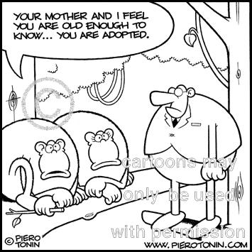Cartoon: Adoption (medium) by Piero Tonin tagged son,children,child,father,mother,family,apes,ape,adopted,adoption,tonin,piero