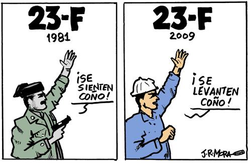 Cartoon: 23F golpe de estado en Spain (medium) by jrmora tagged 23f,espain,militares,tejero,milan,bosh