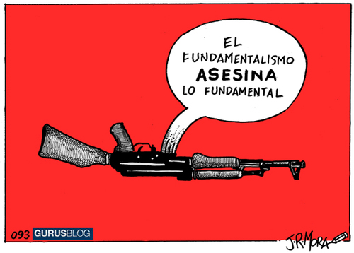Cartoon: Fundamentalismo (medium) by jrmora tagged francia,atentado,hebdo,charlie