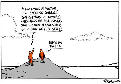 Cartoon: Guantanamo (medium) by jrmora tagged guantanamo,usa,cuba,isla,carcel,cierre
