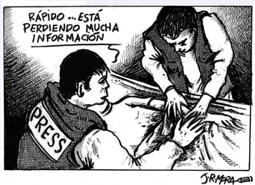 Cartoon: Informacion y morbo (medium) by jrmora tagged prensa,sangre,periodismo,fotografia