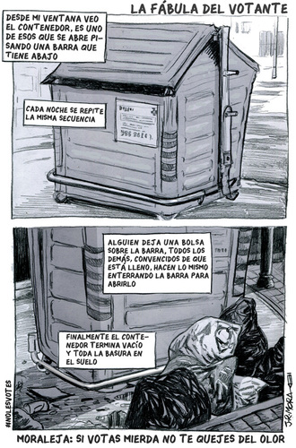 Cartoon: La fabula del votante (medium) by jrmora tagged nolesvotes,elecciones,votos,politica,politicos